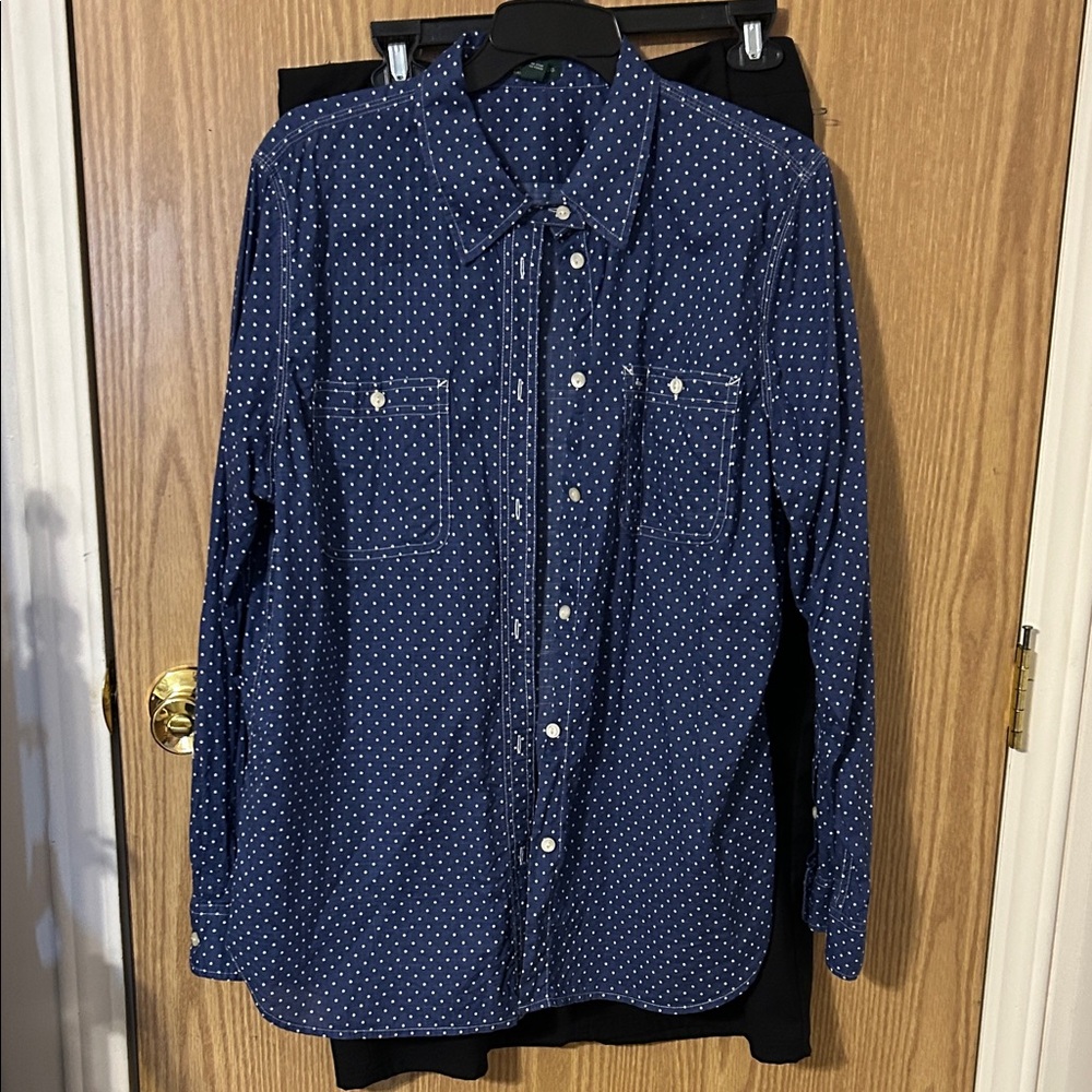 Denim & Supply Ralph Lauren Navy Polka Dot Button Down Shirt